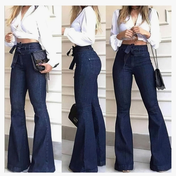 Pantete Denim - Pantete womens high waisted Bell Bottom denim jeans